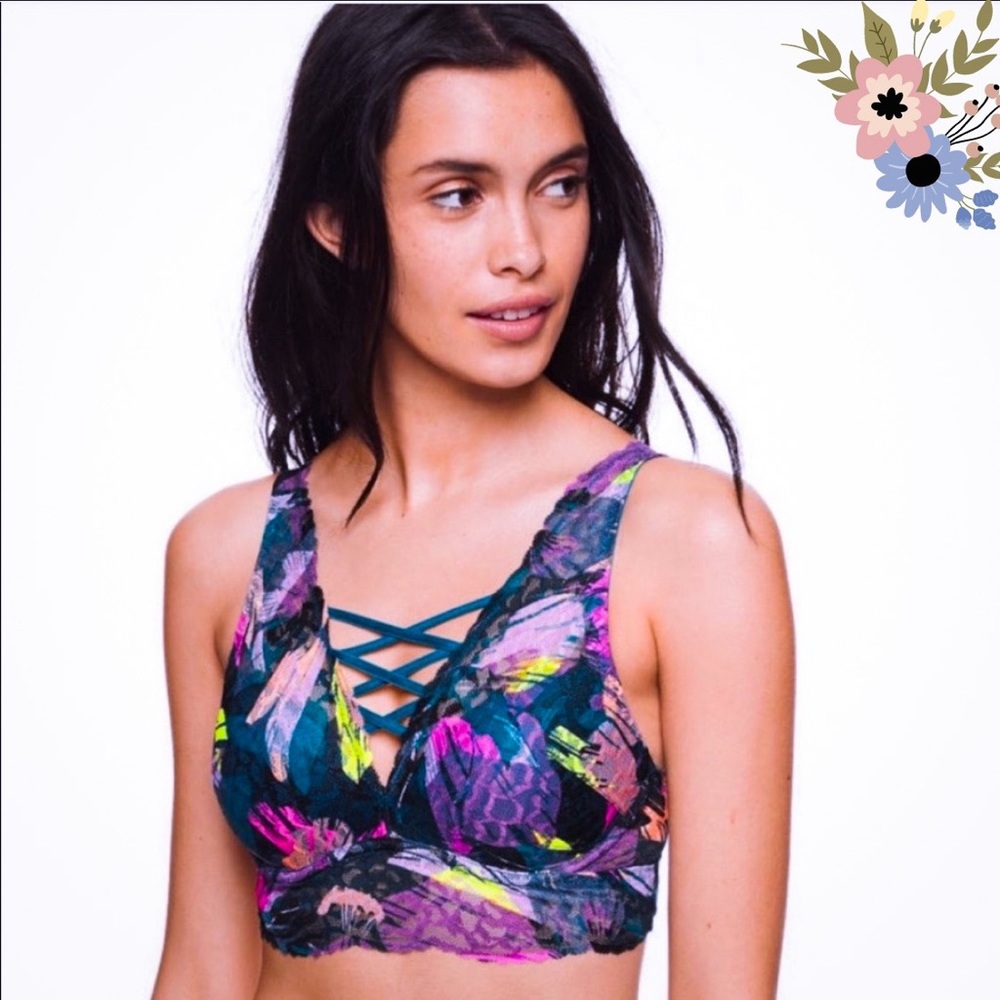 🆕 PINK VS Multicolored Cross-Front Push Up Bra,XS